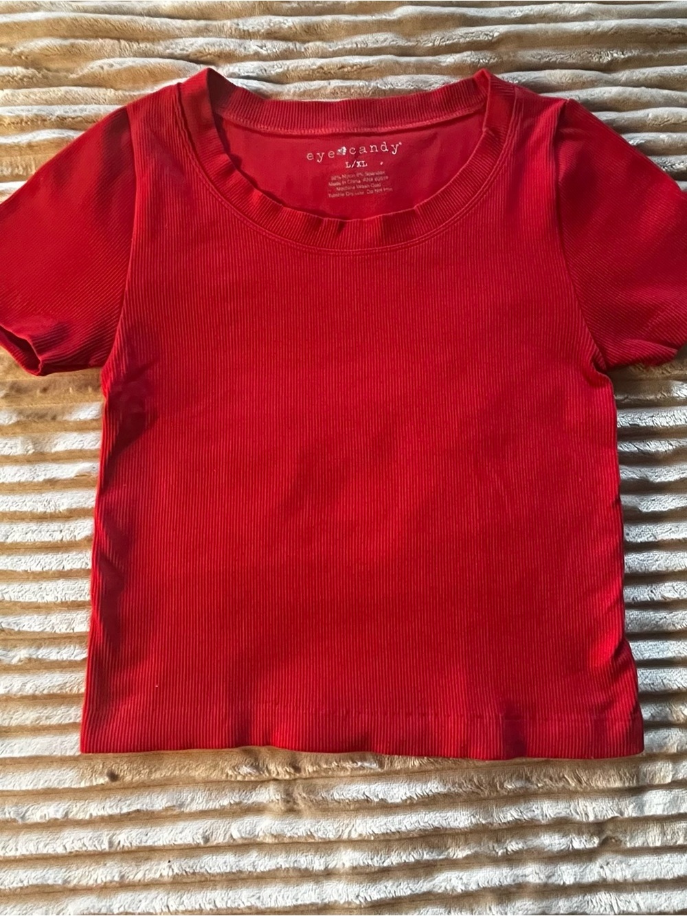 Eye Candy Red Ribbed Short Sleeve Crop Top ♡